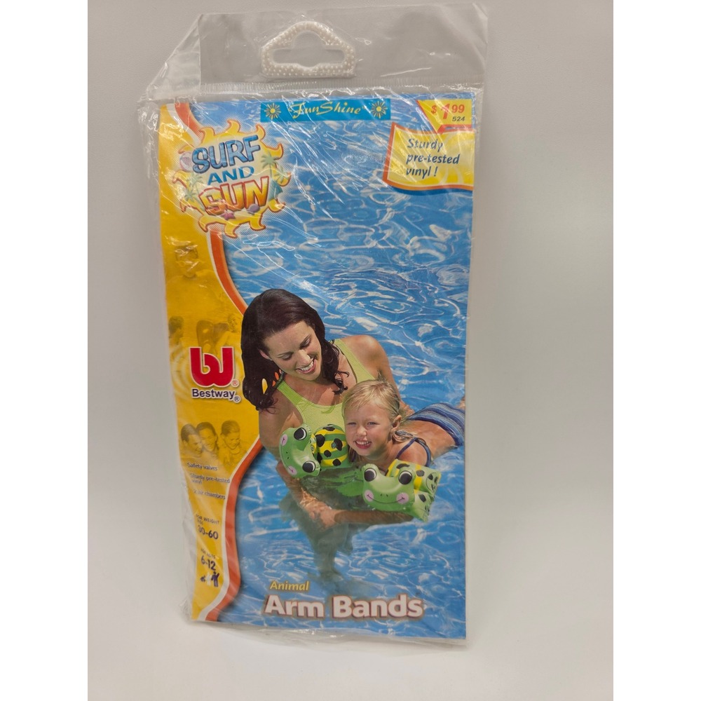 Vintage Bestway Surf and Sun Kids Animal Arm Bands Tiger Inflatable Swim Floatie